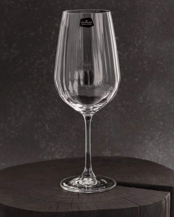 Kieliszki do wina czerwonego, wody ryflowane / karbowane z OPTYKIEM BOHEMIA Waterfall OPTIC 550 ml | 6 szt.