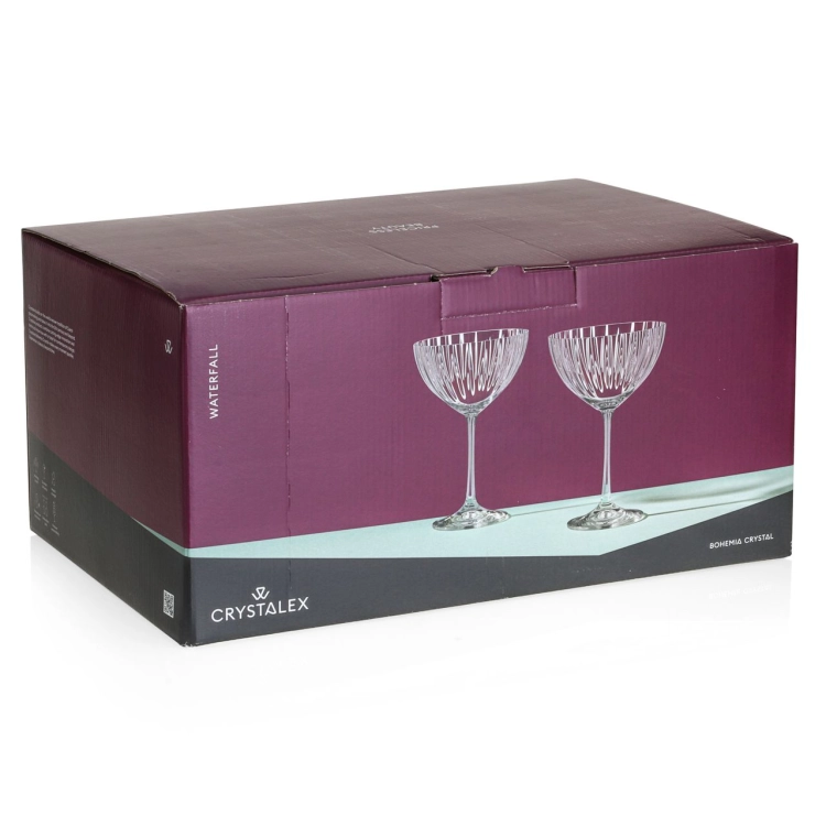 Kieliszki do martini, koktajli ryflowane / karbowane z OPTYKIEM BOHEMIA Waterfall OPTIC 340 ml | 6 szt.