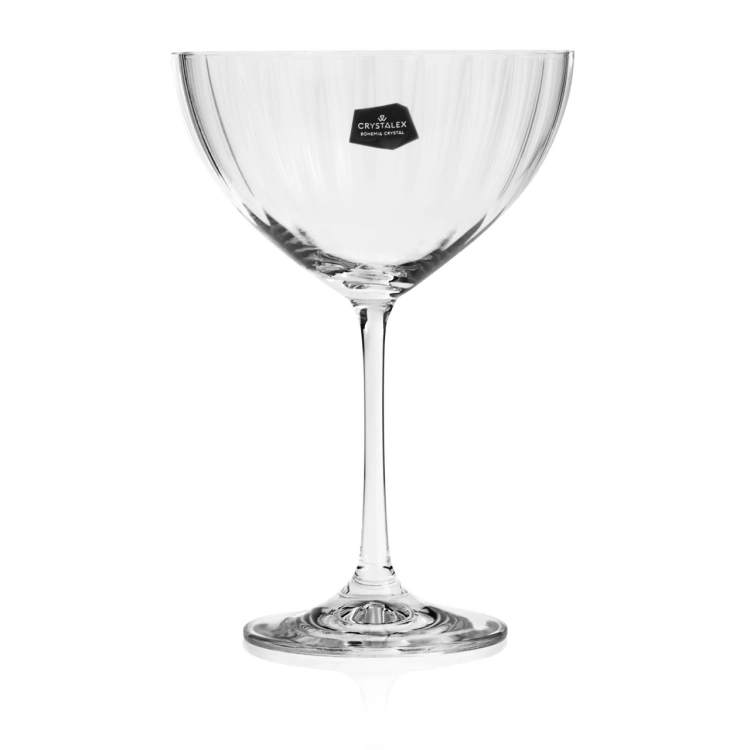 Kieliszki do martini, koktajli ryflowane / karbowane z OPTYKIEM BOHEMIA Waterfall OPTIC 340 ml | 6 szt.