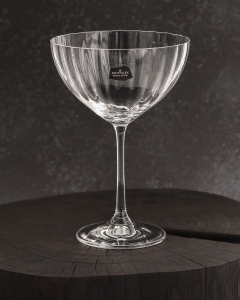 Kieliszki do martini, koktajli ryflowane / karbowane z OPTYKIEM BOHEMIA Waterfall OPTIC 340 ml | 6 szt.