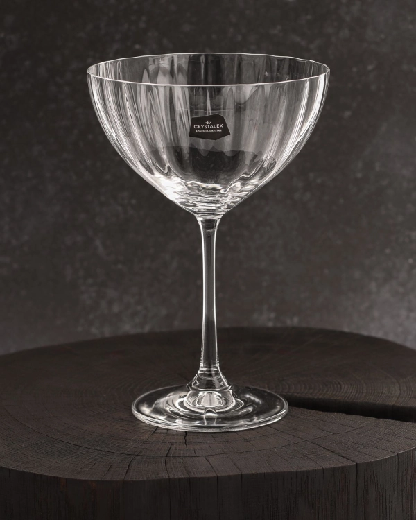 Kieliszki do martini, koktajli ryflowane / karbowane z OPTYKIEM BOHEMIA Waterfall OPTIC 340 ml | 6 szt.