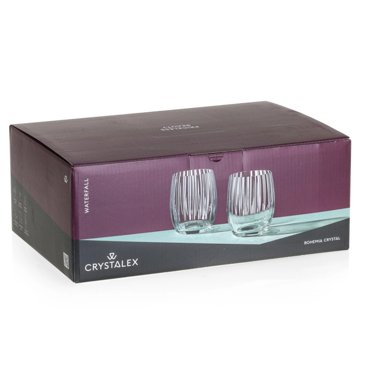 Szklanki niskie do whisky brandy ryflowane / karbowane z OPTYKIEM BOHEMIA Waterfall OPTIC 300 ml | 6 szt.