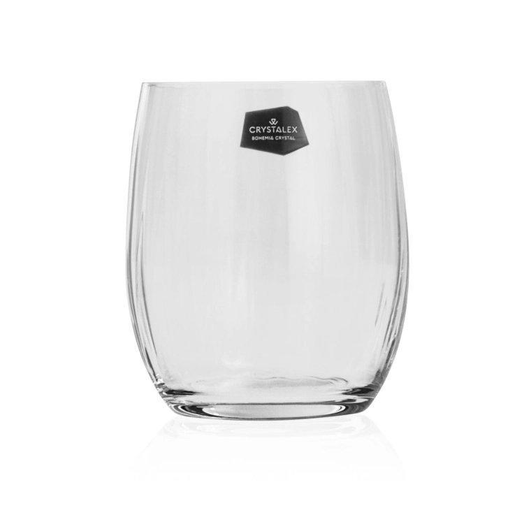 Szklanki niskie do whisky brandy ryflowane / karbowane z OPTYKIEM BOHEMIA Waterfall OPTIC 300 ml | 6 szt.