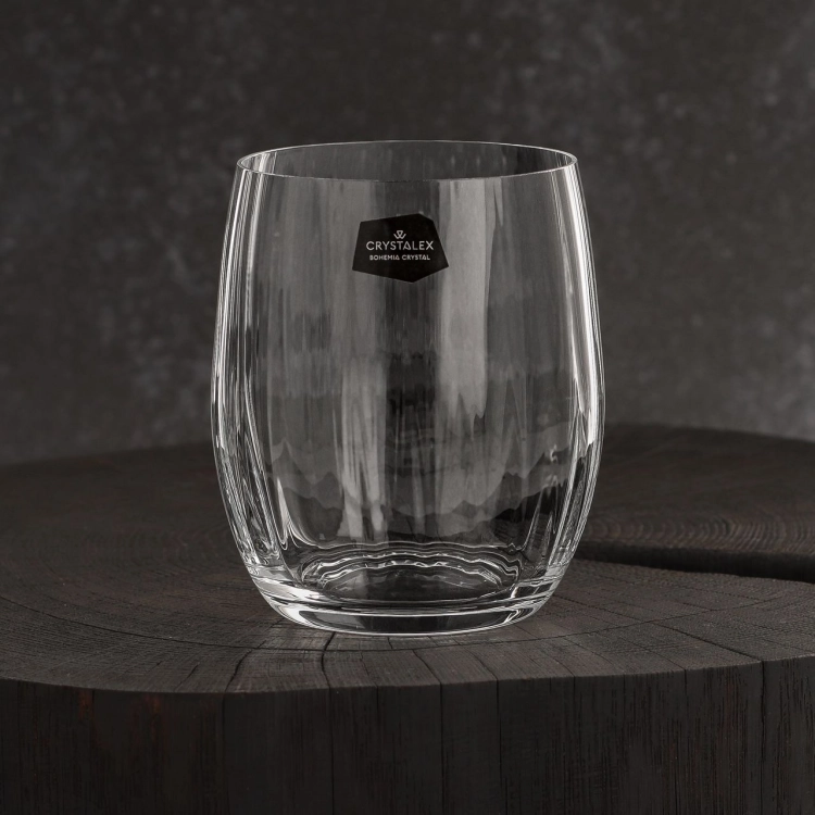 Szklanki niskie do whisky brandy ryflowane / karbowane z OPTYKIEM BOHEMIA Waterfall OPTIC 300 ml | 6 szt.