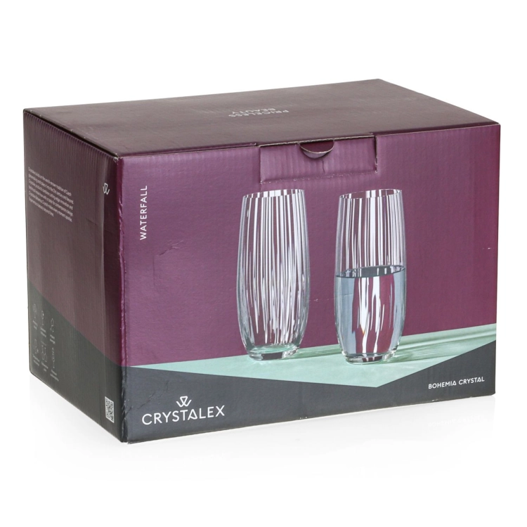 Szklanki wysokie do drinków long drink ryflowane / karbowane z OPTYKIEM BOHEMIA Waterfall OPTIC 350 ml | 6 szt.