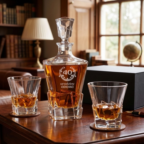 Przejdź do produktu Zestaw do whisky 2+1 ROYAL karafka + 2 szklanki z GRAWEREM na karafce