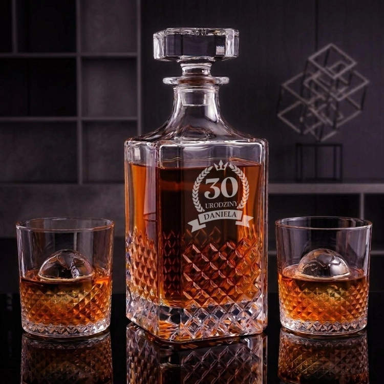 Zestaw do whisky 2+1 CRYSTAL karafka + 2 szklanki z grawerem na karafce