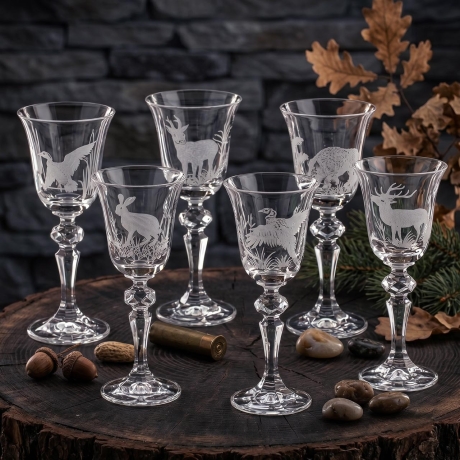 Przejdź do produktu Kieliszki kryształowe do likieru, nalewek, wódki Myśliwskie (FALCO) 60 ml | 6 szt.