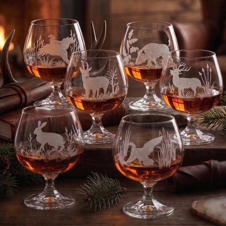 Przejdź do produktu Kieliszki kryształowe do koniaku brandy whisky Myśliwskie (FALCO) 250 ml | 6 szt.
