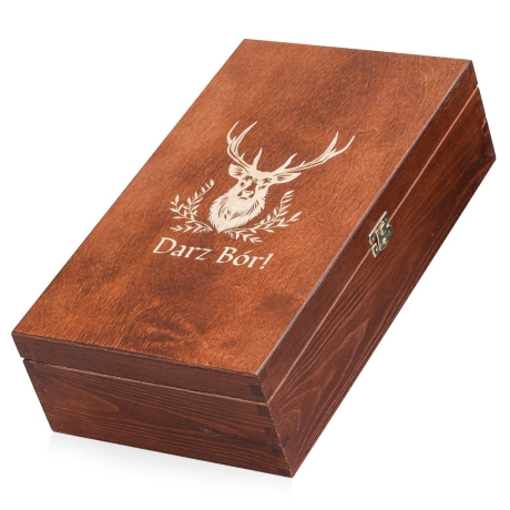 Przejdź do produktu Zestaw do wódki 6+1 MYŚLIWSKI w skrzynce - karafka i kieliszki z możliwością graweru na skrzynce