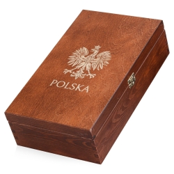 Zestaw do wódki 6+1 ORZEŁ POLSKA w skrzynce - karafka i kieliszki z możliwością graweru na skrzynce