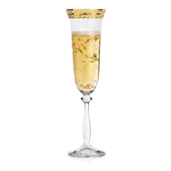 Ekskluzywne zdobione kieliszki do szampana "ZŁOTY ORNAMENT" 190ml | 6 szt.