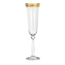 Ekskluzywne zdobione kieliszki do szampana "ZŁOTY ORNAMENT" 190ml | 6 szt.