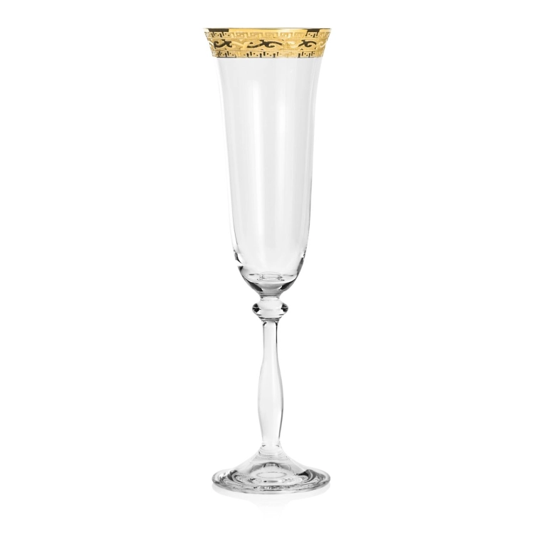 Ekskluzywne zdobione kieliszki do szampana "ZŁOTY ORNAMENT" 190ml | 6 szt.