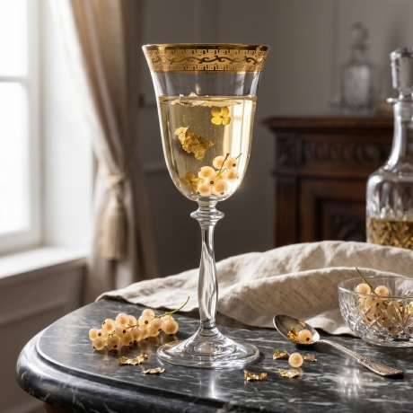 Przejdź do produktu Ekskluzywne zdobione kieliszki do wina białego "ZŁOTY ORNAMENT" 250ml | 6 szt.