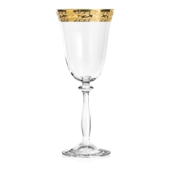 Ekskluzywne zdobione kieliszki do wina białego "ZŁOTY ORNAMENT" 250ml | 6 szt.