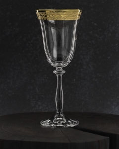 Ekskluzywne zdobione kieliszki do wina białego "ZŁOTY ORNAMENT" 250ml | 6 szt.