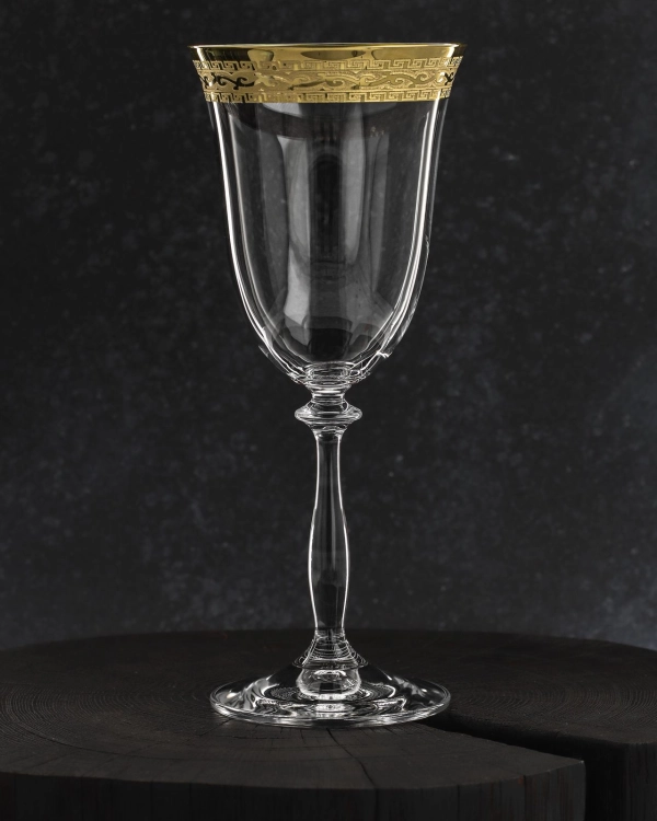 Ekskluzywne zdobione kieliszki do wina czerwonego "ZŁOTY ORNAMENT" 350ml | 6 szt.