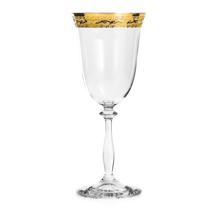 Ekskluzywne zdobione kieliszki do wina czerwonego "ZŁOTY ORNAMENT" 350ml | 6 szt.