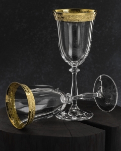 Ekskluzywne zdobione kieliszki do wina czerwonego "ZŁOTY ORNAMENT" 350ml | 6 szt.