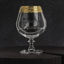 Ekskluzywne zdobione kieliszki do koniaku, brandy "ZŁOTY ORNAMENT" 400ml | 6 szt.