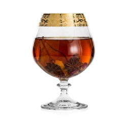 Ekskluzywne zdobione kieliszki do koniaku, brandy "ZŁOTY ORNAMENT" 400ml | 6 szt.