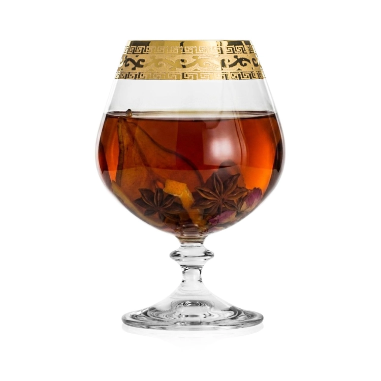 Ekskluzywne zdobione kieliszki do koniaku, brandy "ZŁOTY ORNAMENT" 400ml | 6 szt.