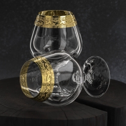 Ekskluzywne zdobione kieliszki do koniaku, brandy "ZŁOTY ORNAMENT" 400ml | 6 szt.