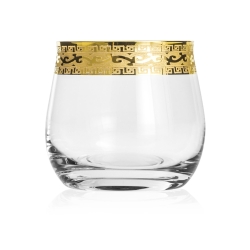 Ekskluzywne zdobione szklanki niskie do napojów whisky "ZŁOTY ORNAMENT" 290ml | 6 szt.