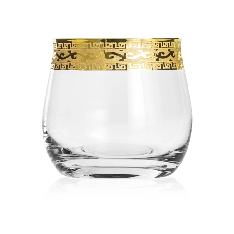 Ekskluzywne zdobione szklanki niskie do napojów whisky "ZŁOTY ORNAMENT" 290ml | 6 szt.