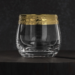 Ekskluzywne zdobione szklanki niskie do napojów whisky "ZŁOTY ORNAMENT" 290ml | 6 szt.