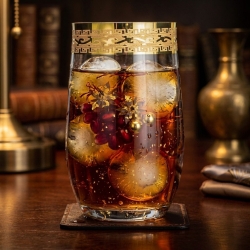 Ekskluzywne zdobione szklanki wysokie do napojów long drink "ZŁOTY ORNAMENT" 380ml | 6 szt.