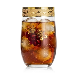 Ekskluzywne zdobione szklanki wysokie do napojów long drink "ZŁOTY ORNAMENT" 380ml | 6 szt.
