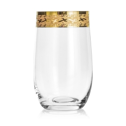 Ekskluzywne zdobione szklanki wysokie do napojów long drink "ZŁOTY ORNAMENT" 380ml | 6 szt.