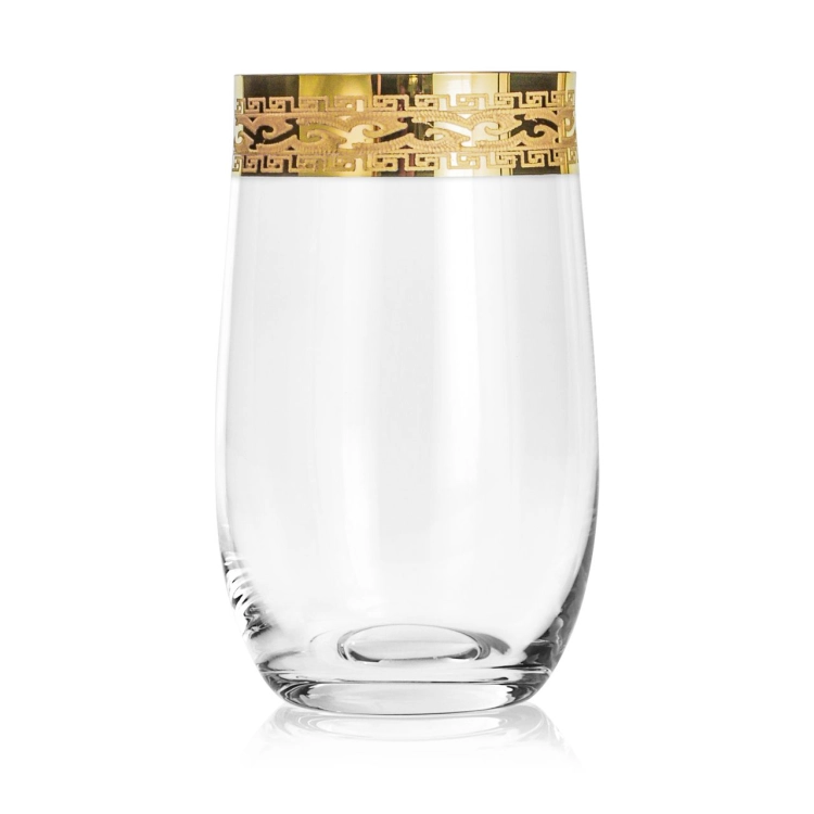 Ekskluzywne zdobione szklanki wysokie do napojów long drink "ZŁOTY ORNAMENT" 380ml | 6 szt.