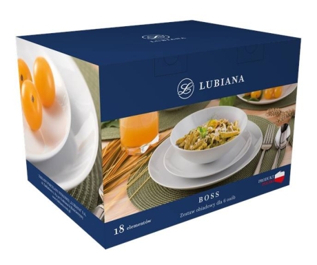Przejdź do produktu Zestaw obiadowy dla 6 osób LUBIANA Boss 18el Biały