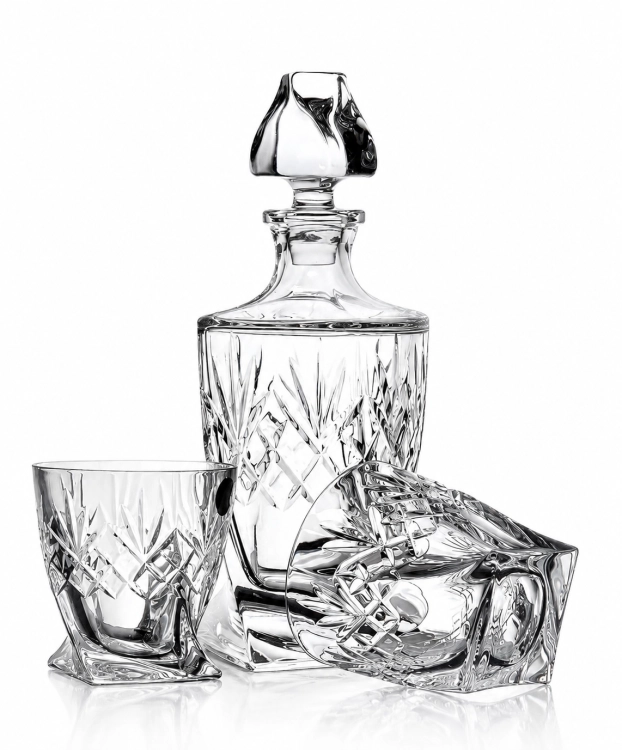 Kryształowy zestaw do whisky karafka + szklanki Ananas 2+1
