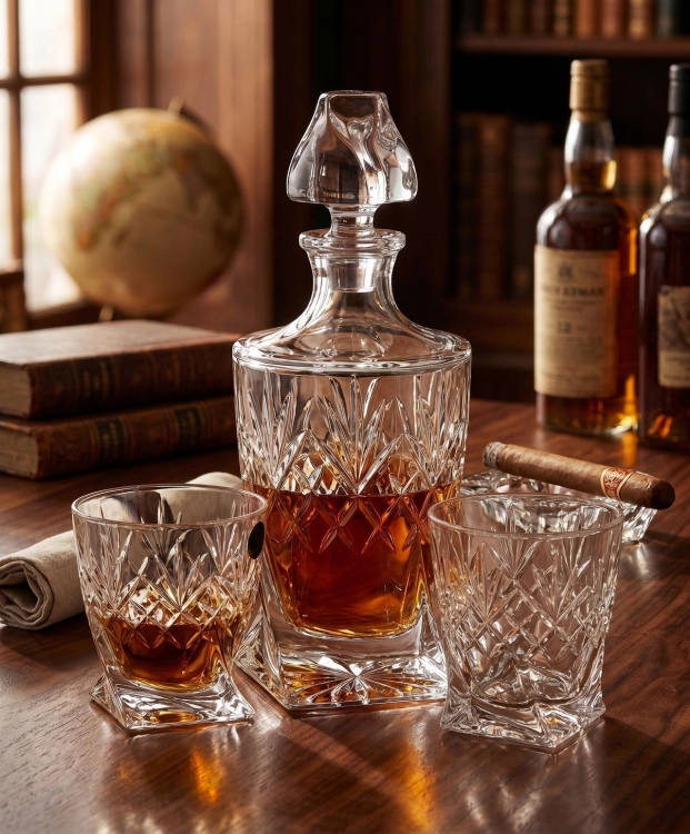 Kryształowy zestaw do whisky karafka + szklanki Ananas 2+1