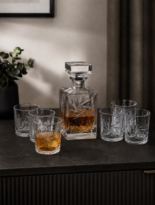Kryształowy zestaw do whisky karafka + szklanki Młynek 6+1