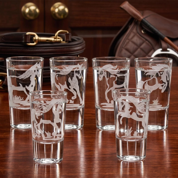 Kieliszki do wódki SHOT Konie (TG70114) 28 ml | 6 szt. w pudełku Szklanka.pl