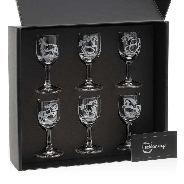 Kieliszki do wódki Konie 35 ml (3538) 6 szt. w pudełku Szklanka.pl