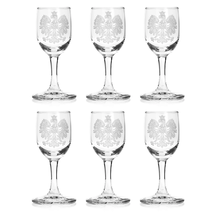 Kieliszki do wódki Polska ORZEŁ 35 ml (3538) 6 szt. w pudełku Szklanka.pl