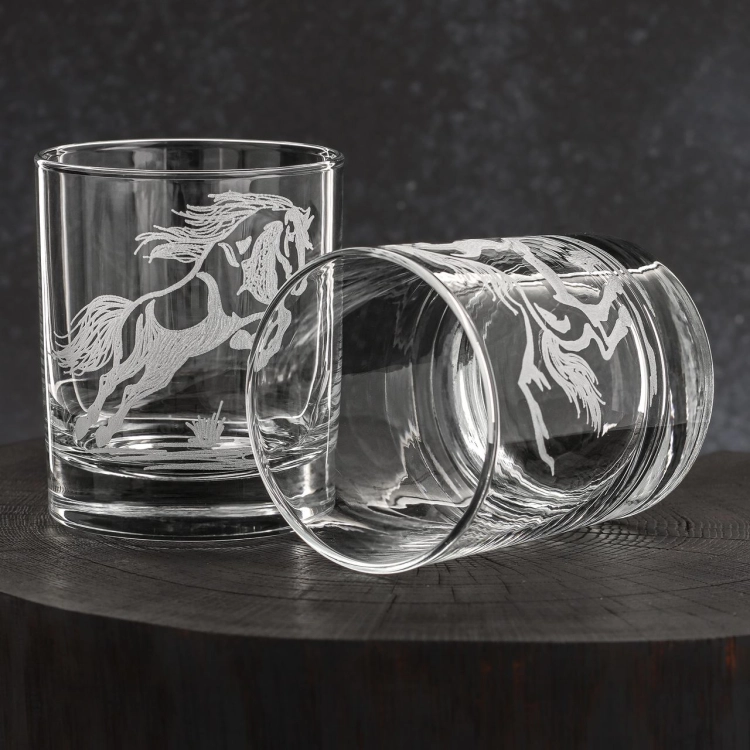 Szklanki do whisky Konie (0382) 300 ml | 6 szt. w pudełku Szklanka.pl