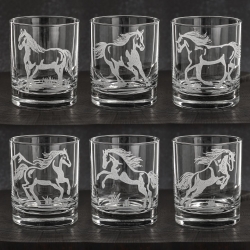 Szklanki do whisky Konie (0382) 300 ml | 6 szt. w pudełku Szklanka.pl
