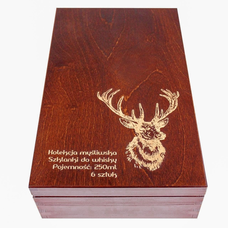 Szklanki do whisky Myśliwskie (0382) 300 ml | 6 szt. w skrzynce z GRAWEREM