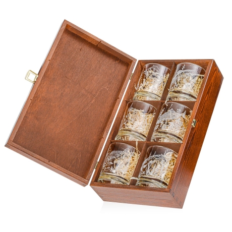 Przejdź do produktu Szklanki do whisky Wędkarskie (0382) 300 ml | 6 szt. w skrzynce z GRAWEREM
