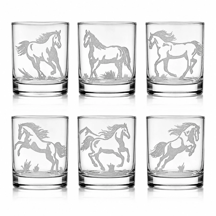 Szklanki do whisky Konie (0382) 300 ml | 6 szt. w skrzynce z GRAWEREM