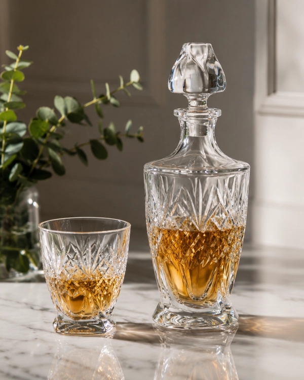 Kryształowy zestaw do whisky Edith glass 7080 karafka + szklanki Młynek 6+1