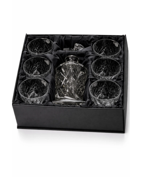 Kryształowy zestaw do whisky Edith glass 7080 karafka + szklanki Młynek 6+1