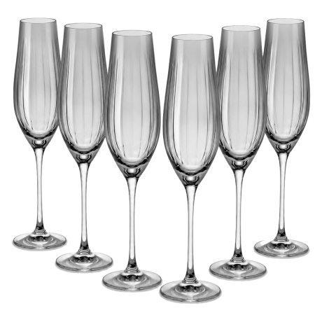Przejdź do produktu Kryształowe kieliszki do szampana 210ml Edith glass Grey szlif Vertical 6szt (7104)